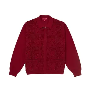 Supreme Crochet Zip Up Cardigan Dark Red (men) by StockX