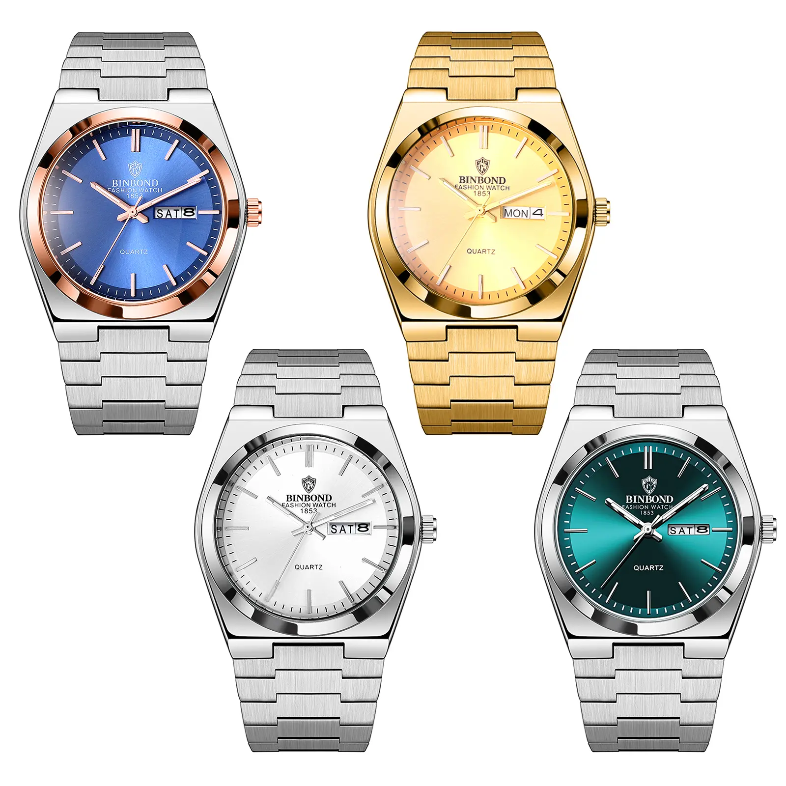 OIDEA Men's Stylish Casual Business Stainless Steel Watch - Silver, Waterproof Quartz Analog, Luminous Hands, Day Date Display, Casual Round Dial, Adjustable Solid Band, Stainless Steel Watches summerwins,