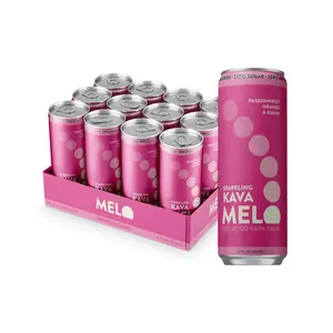 Melo 12pk Sparkling Kava Drink, Passionfruit, Orange & Guava, Sugar Free Non Alcoholic Drinks with Zero Calories, Gluten Free, Vegan, 100% Natural Mocktail with 750mg Kava Root per Drink, 12 oz Cans