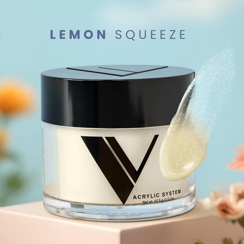 V Beauty Pure Acrylic System - Lemon Squeeze - 100G Cover Powder for Advanced & Beginner Nail Care - Translucent Formula with Superior Adhesion