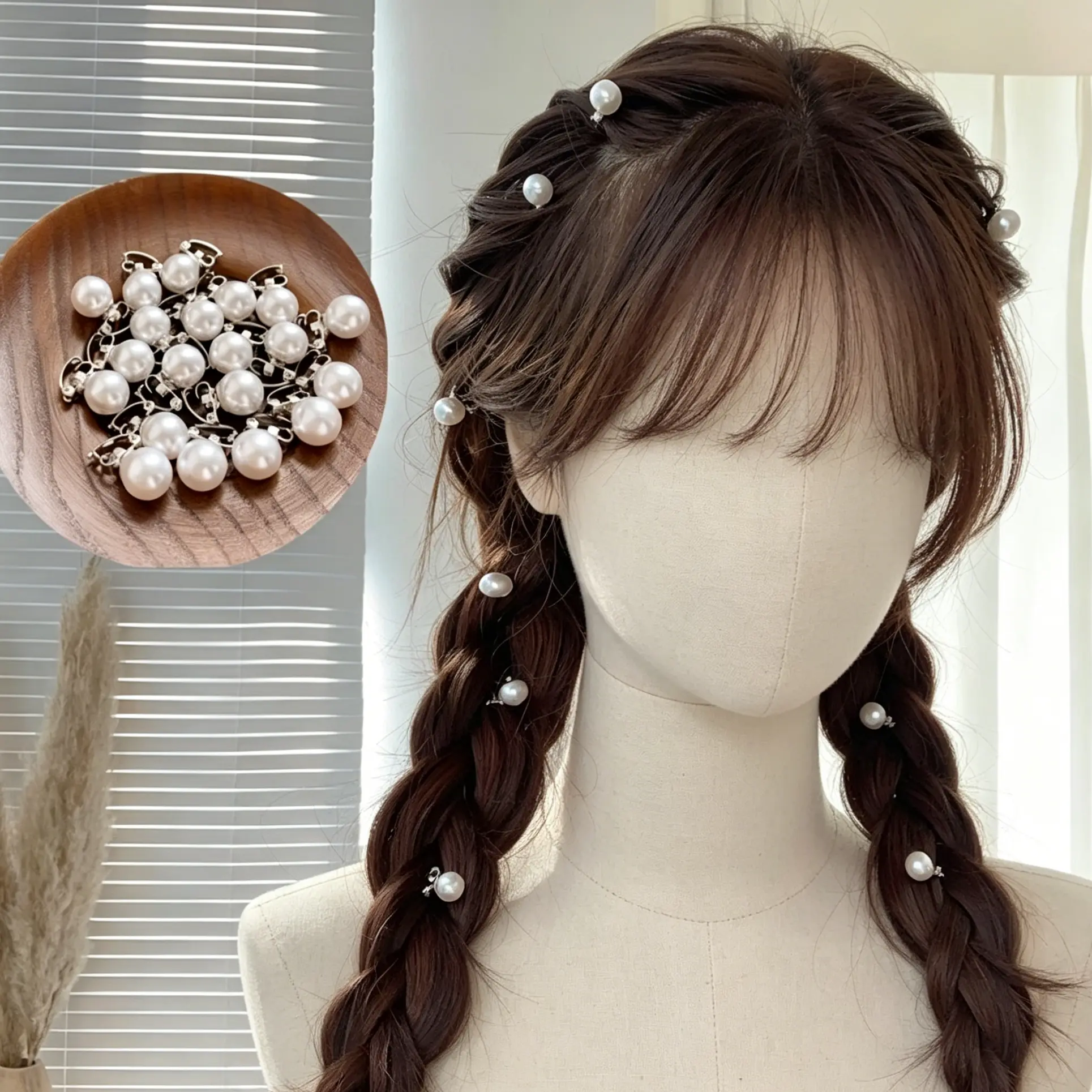 Women’s 10-Pack Fairy Core Faux Pearls Mini Hair Clip Set, Fashion Hair Accessories, Elegant Bridal Pins for Weddings, Decorative Grips for Braids & Updos