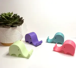Elephant Phone Stand – 3D Printed PLA Smartphone Holder for Cellphone Mount - Cute Desk Accessory & Gift for Elephant Lovers - Plastic