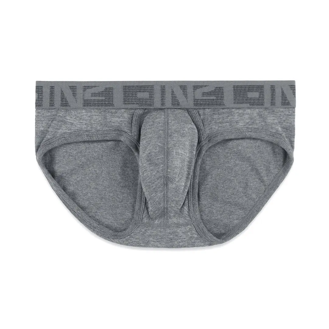 C-IN2 Hand Me Down Low Rise Brief Smoke Heather for Men | Cotton-Poly Burnout, Ultra-Soft & Worn-In Feel | Sculpted Pouch for Lift & Support