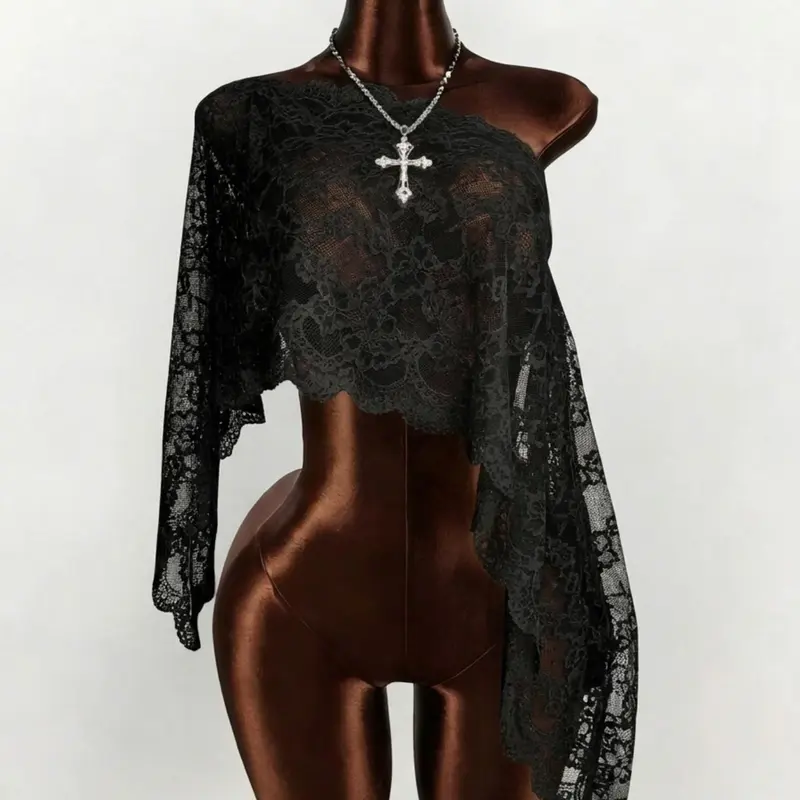 Women's Fashionable Summer Shawl, Loose Fit, Semi-Transparent Lace Fabric, Bohemian Style, Beach Wear, Summer, Vacation Dress, Beach Coverups, Casual Cover Up, Beachwear Cover Up