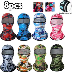  8-Piece Multifunctional Balaclava,Full Face Windproof, Breathable, Sun Protection Full, Sweat-Wicking Ice Silk Camo For Cycling, Running, Outdoor Activities for Both Men and Women