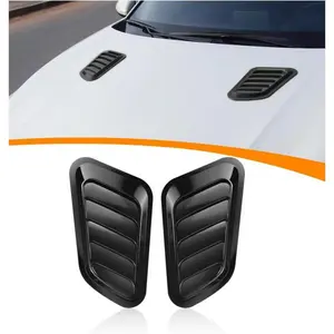 2PCS Car Hood Vents, Automotive Scoop Bonnet Air Vents Engine Hood Kit, Vehicle Exterior Decorative Air Flow Intake Trim Cover Accessories, Universal for RV, SUV, Truck (Black)