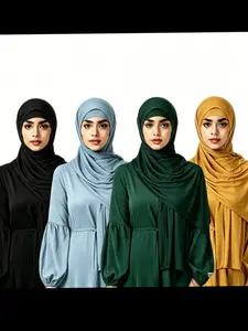 4-Pack Soft Muslim Headscarves, Breathable Sweat-Wicking Fabric, Women's Fashion Long Scarf, Comfortable Non-Slip, Multiple Colors Available
