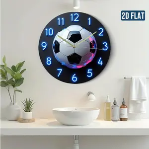 Football-Themed Silent Wall Clock, Round Acrylic Design, Perfect for Home Office Bedroom, Great Gift Idea, Sports Passion Theme