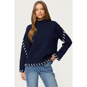 Indah Contrast Stitch Oversized Sweater