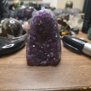 Amethyst Cluster Cutbase - Natural Purple Crystal Geode for Home Decor & Healing