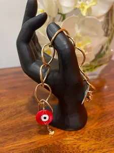 Red Greek Eye Link Bracelet