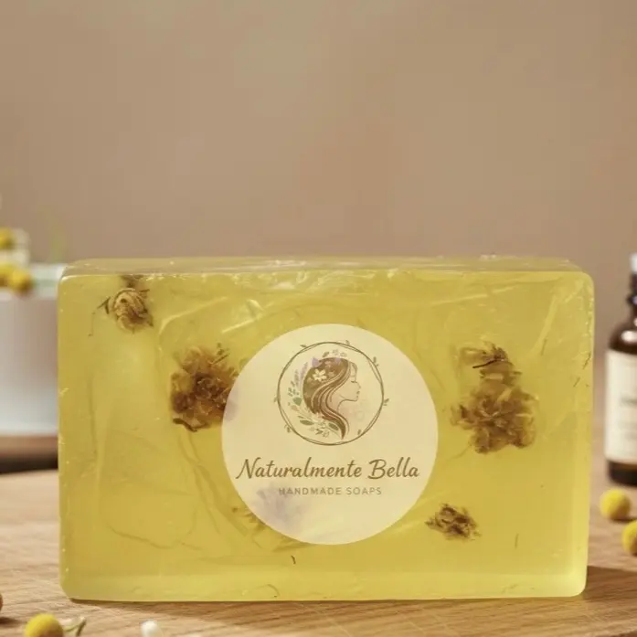 Naturalmente Bella Handmade Soaps - Jabón de Manzanilla OS with Dried Flowers for Gentle Cleansing