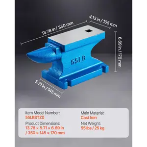 VEVOR Single Horn Anvil 55Lbs, Cast Iron Anvil Blacksmith Withstands Heavy Blows, Anvil Rugged Round Horn Anvil Blacksmith Jewelers Metalsmith Tool, for Sale Forge Tools and Equipment