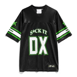 D-Generation X DX 69 Black Football Jersey V-Neck Spandex Mix Mesh Short Sleeve Sporty Gift