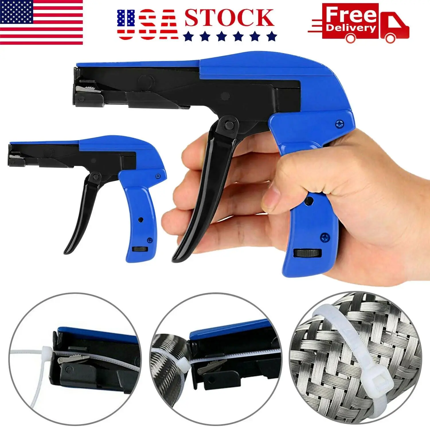 Industrial Zip Tie Gun Tension Fastening Hand Tool - Heavy Duty, Adjustable Tension, 1-Motion Cable Tie Tensioner & Cutter, Steel, Die-Cast Steel Construction, Durability and Long Life, Fasten and Automatic Cutting