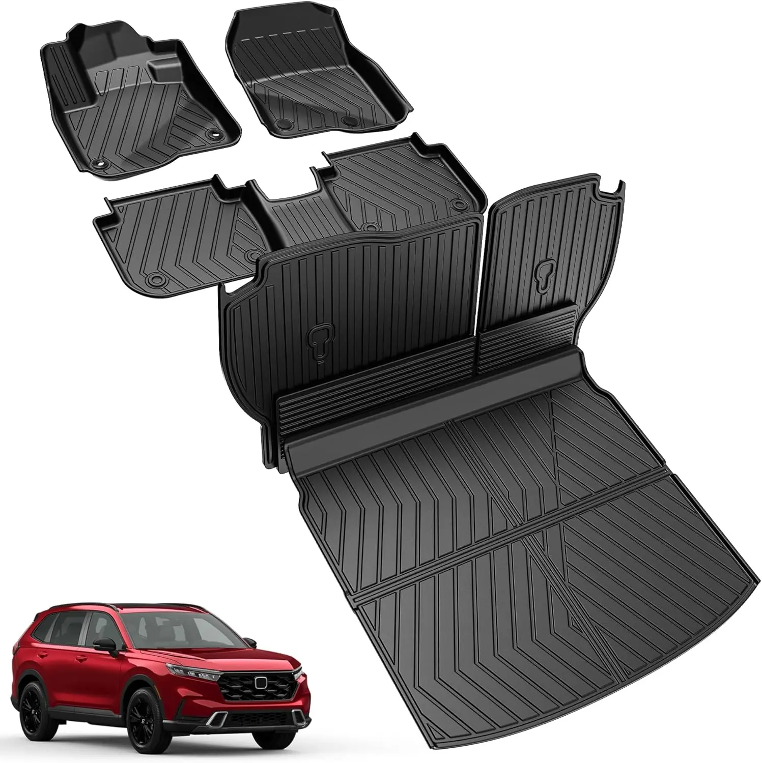 TTX LIGHTING Floor Mats Fit for Honda CRV 2026 2025 2024 2023 (Include Hybrid) -  Cargo Liner with Back Seat Protector - All Weather CRV Floor Liners Trunk Mat Backrest Mats (Fit Upper Deck)