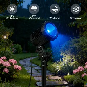 Smart Color Changing Landscape Spotlights APP Remote Control 16M Colors IP65 Waterproof Low Voltage Outdoor Lighting Music Sync Party Ready for Christmas New Year Decor Garden Yard Pathway Ambiance UV Resistant Windproof Snowproof
