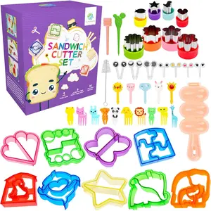Sandwich Bread  Set, 45 in 1 Bento Lunch Box Accessories Kit Includes Fruit ,   Picks, Rice Ball Maker, Easy to Use