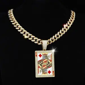 Hip Hop Stylish Poker Card Pendant Cuban Chain for Men