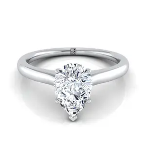 Cathedral Surprise Stone Solitaire Pear Shape Engagement Ring Setting in Platinum