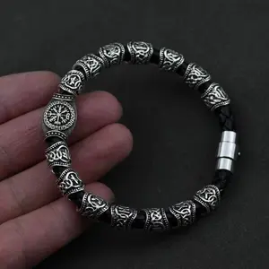 Viking Norse Runes Bracelet Set – Vegvisir Amulet Beads