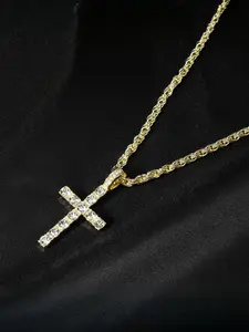 Hip-hop twist chain necklace, Cuban Link Chain and rhinestone cross pendant necklace, Cuban Cross Necklace, birthday gift for best friend，Easter gifts