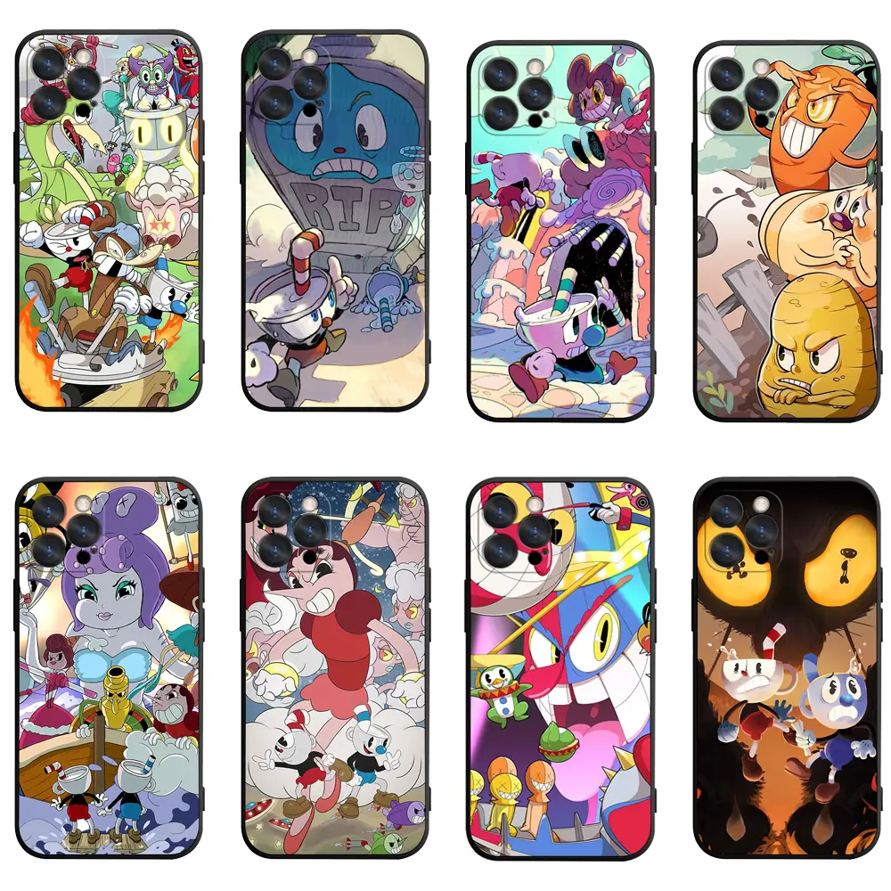 Cuphead Phone Case | Retro 1930s Rubber Hose Cartoon Mugman & Boss Game Art Cover For iPhone 11/12/13/14/15/16/17 Pro/Pro Max/Plus & Samsung S23/S24/S25/S26 Ultra, Protective Case For Cuphead Fans, Birthday/Christmas Gift