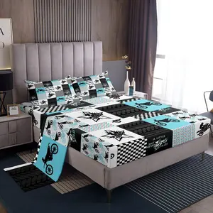 Feelyou Dirt Bike Bedding Set - Boys' Extreme Sports Themed Bedsheet Sets, Soft Durable Bedding with Racing Motocross Rider Design