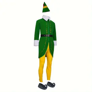 Buddy the Elf Costume - Official Elf Costume with Green and Gold Accents, Machine Washable Polyester Fiber, Perfect for Christmas, Halloween, Carnival, and Theme Parties, Christmas Costume, Holiday Costume, Fun Design, Durable Fabric, Character Costume Pl