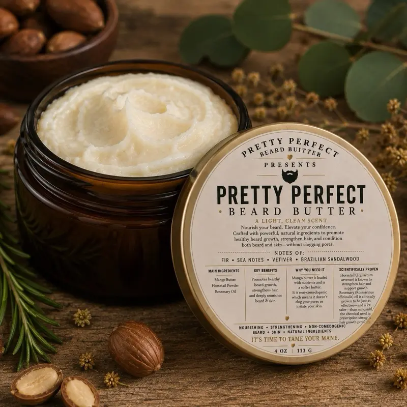Organic Beard Butter, Body Care Moisturizer for Dry Beards, Hydrating & Soothing Formula