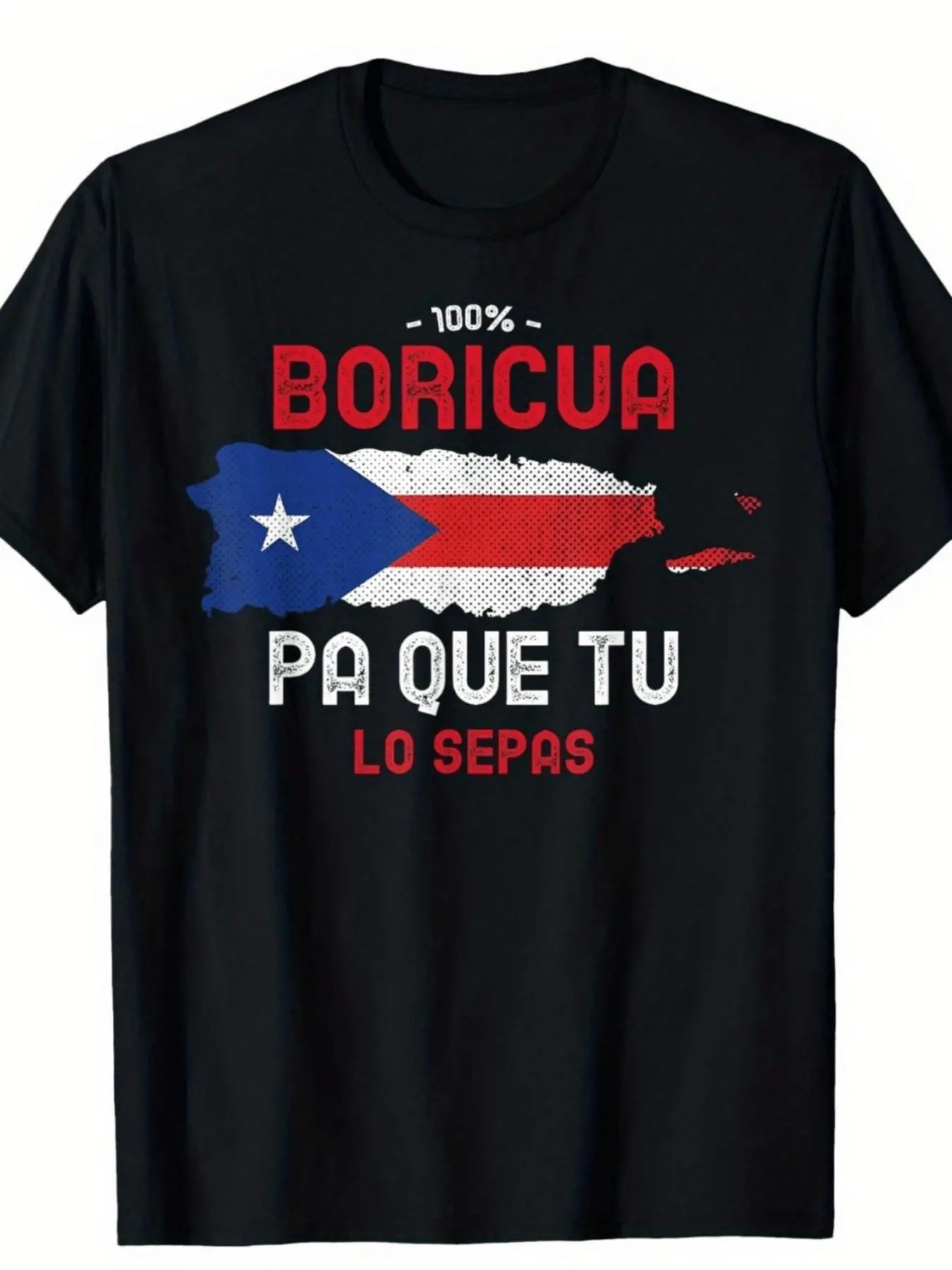 Patriotic Puerto Rico Flag T-Shirt Unisex Casual Round Neck Cotton Tee with Boricua Graphic Slight Stretch All Season Outdoor Wear