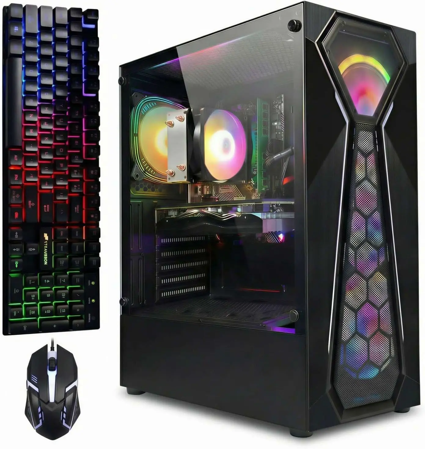 STGAubron Prebuilt Gaming PC, Radeon RX 580 8G, AMD Athlon 3000G 3.5G, 16G DDR4, 512G SSD, WiFi 6, BT 5.0, RGB Fan x4, Windows 11 Home