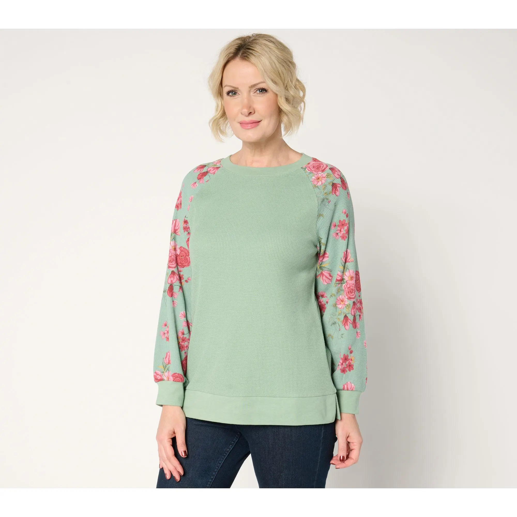 Belle by Kim Gravel Baby Waffle Indigo Floral Sweatshirt Belle by Kim Gravel Baby Waffle Indigo Floral Sweatshirt