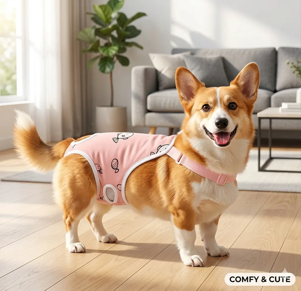 Eco-Friendly Reusable Dog Diapers for Female Dogs, Leak-Proof Washable Pet Panties (Pink/Yellow)