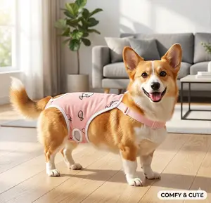 Eco-Friendly Reusable Dog Diapers for Female Dogs, Leak-Proof Washable Pet Panties (Pink/Yellow)