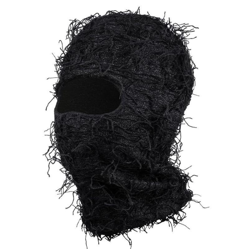 Distressed Ski Mask Balaclava, Yeat Shiesty Fluffy Knitted Full Face Mask for Men/Women