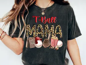 Tee-Ball Mom T Shirt, Mom Shirt, Baseball Mom Shirt, Tball Mom Shirt, T-Ball Mom Shirt, Teeball Mom Shirt, Tee Ball Leopard Print Shirt Comfort Colors® for Women