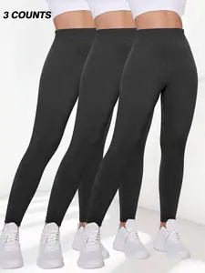 Women's Solid High Waist Basic Fitted Leggings, Casual Comfy High Stretch Elastic Skinny Pants for Daily Wear, Ladies Bottoms for All Seasons, Womenswear