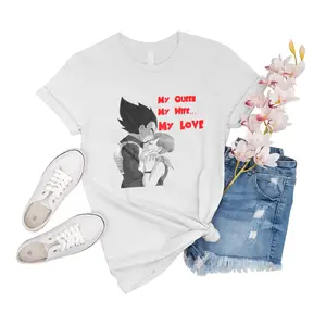 T-Shirt Unisex Vegeta And Bulma Love Story Dragon Ball Valentine Short Sleeve Women Big Friend Event Gift For Men Shirt