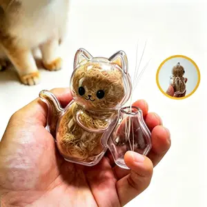 Pet Hair Keepsake Box, Cute Cat Fur & Whisker Transparent Storage Box, Creative Cat-Shaped Magnetic Fridge Magnet