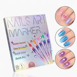 12-Color Nail Art Marker Set – Quick-Drying Acrylic Pens for DIY Manicures & Easy 3D Designs, Ideal for Beginners cover