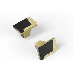 4 Pack Black and  Cabinet Knobs, 2 Tone Square Drawer Knobs, Zinc Alloy Cabinet Hardware for Kitchen Cupboard Bathroom Dresser