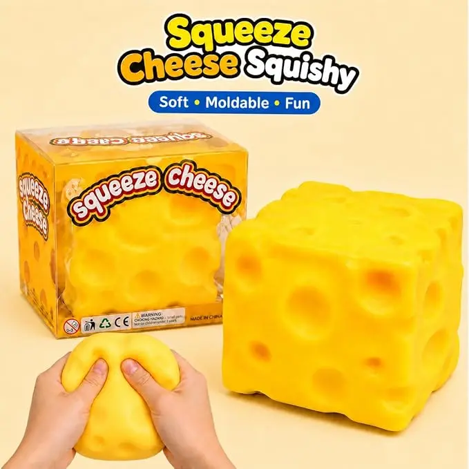 Giant Swiss Cheese Squishy Stress Relief Toy, Extra Large Slow Rebound Squeeze Fidget Toy, Shapeable Sensory Anxiety Relief Toy, Novelty Gift for Teens & Adults