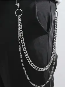 Men's Fashion Double Layer Pants Chain, Casual Pants Chain for Jeans Trousers, Fashion Pants Chain for Party, Daily Clothing Decor, Trendy All-match & Exquisite Pants Chain for Gift, Ball Chain, Adjustable Waist Chain