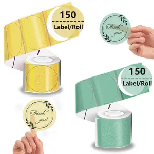 5x5cm Round Transparent Thermal Label Stickers, Self Adhesive Stickers, Rainbow Glitter Adhesive Labels for Barcodes and Addresses, Compatible with M110 Printer