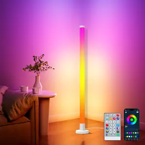 Smart RGB LED Corner Floor Lamp with App & Remote Control 16 Million Colors 200+ Scenes DIY Assembly for Living Room Bedroom Gaming Room