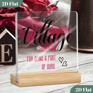 2D Flat, "It Takes A Village..." Thank You Plaque Heartfelt Award Gift for Daycare Teacher, Paraprofessional, Coach Classic Design with Base, Perfect for Christmas, Thanksgiving & Birthdays Gift