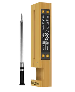 WiFi Sub-1g Wireless Meat Thermometer Unlimited Range, Check Temp Anywhere,7 NIST Certified Sensors with Ambient Temp Smart Digital Base,Monitor for BBQ, Grill,Oven, Smoker