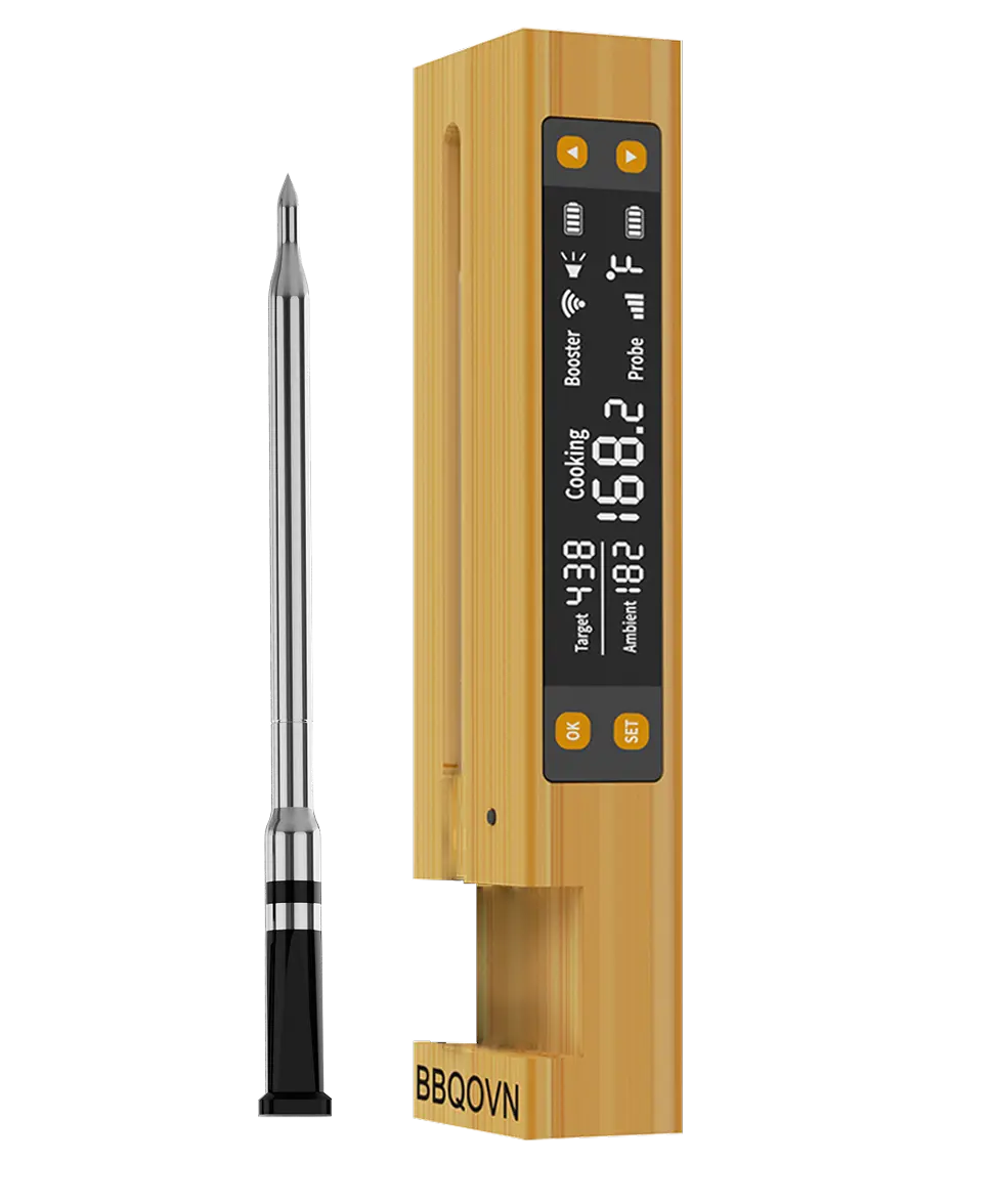 Digital Meat Thermometer for Kitchenware, WiFi Sub-1g Wireless with Unlimited Range, 7 NIST Certified Sensors, Ambient Temp Smart Base, Compact Design, Easy Setup & Use, Flipping Algorithm, BBQ Grilling Food Monitor