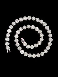 1 Piece Unisex Zinc Alloy Rhinestone Round Necklace, Men Women Hip Hop Punk Style Round Chain Necklace, Iced Out Bling Bling Jewelry High End Necklace Perfect for Daily Wear or Party, Valentine's Gift